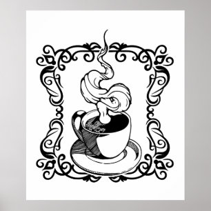 Uppmjukning med Hett Kopp av kaffe Poster