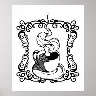 Uppmjukning med Hett Kopp av kaffe Poster