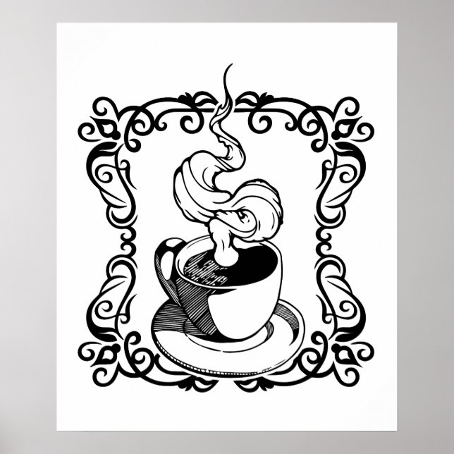 Uppmjukning med Hett Kopp av kaffe Poster (Framsidan)