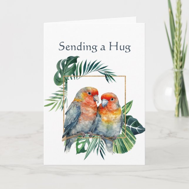 Uppmuntra att komma bra med Cute Parrot par Kort (Framsida)