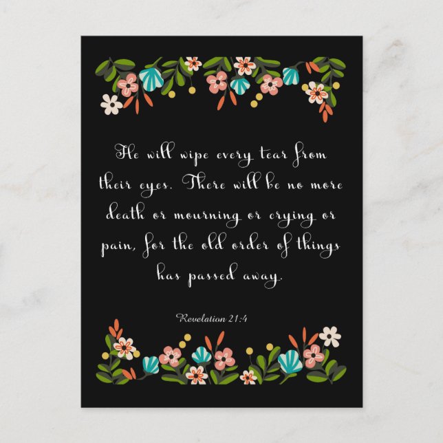 Uppmuntra bibel Verses Art - avslöjande 21:4 Vykort (Framsida)