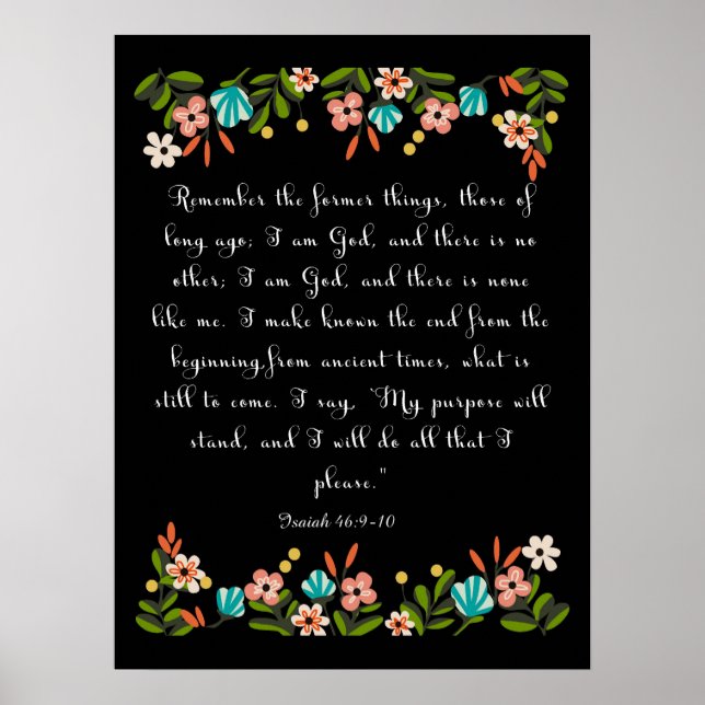 Uppmuntra bible Verses Art - Isaiah 46:9-10 Poster (Framsidan)