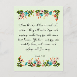 Uppmuntra bible Verses Art - Isaiah 51:11 Vykort
