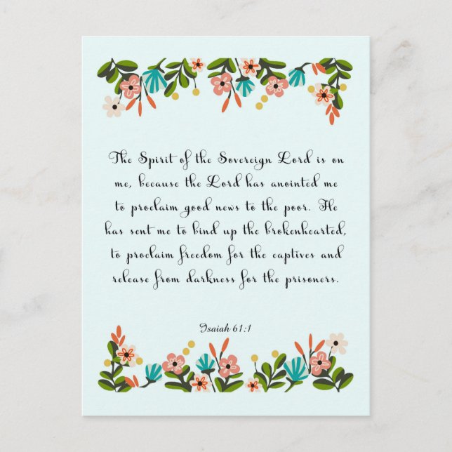 Uppmuntra bible Verses Art - Isaiah 61:1 Vykort (Framsida)
