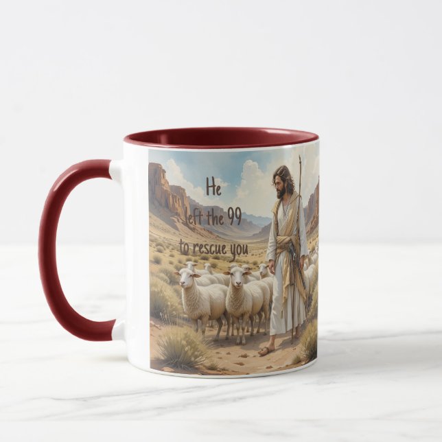 Uppmuntra Christian Verse Shepherd & Sheep Mugg (Vänster)