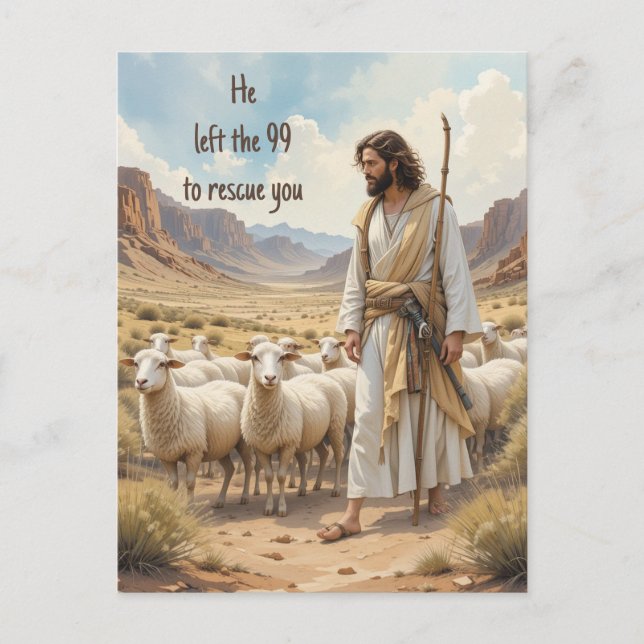Uppmuntra Christian Verse Shepherd & Sheep Vykort (Framsida)