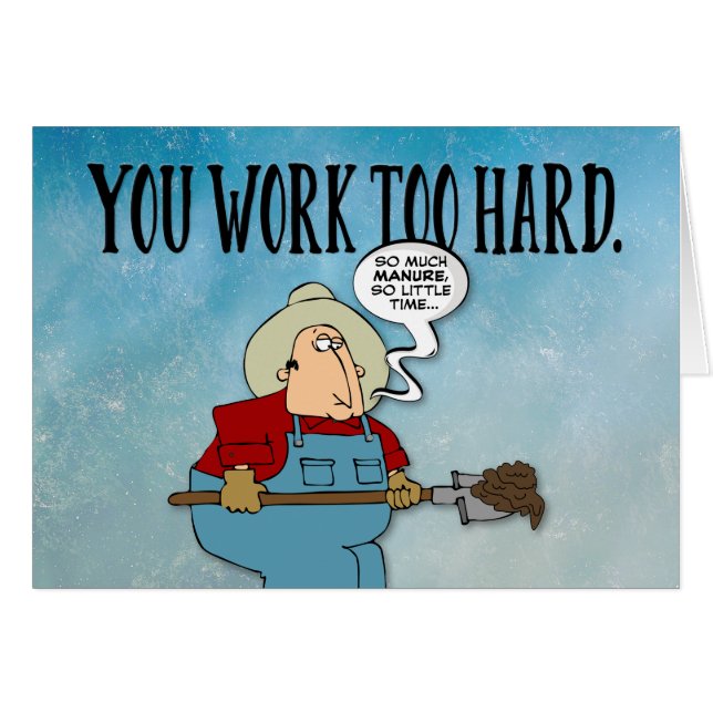 Uppmuntra "du arbetar för hårt" Grattis på födelse Hälsningskort (Framsidan Horizontal)