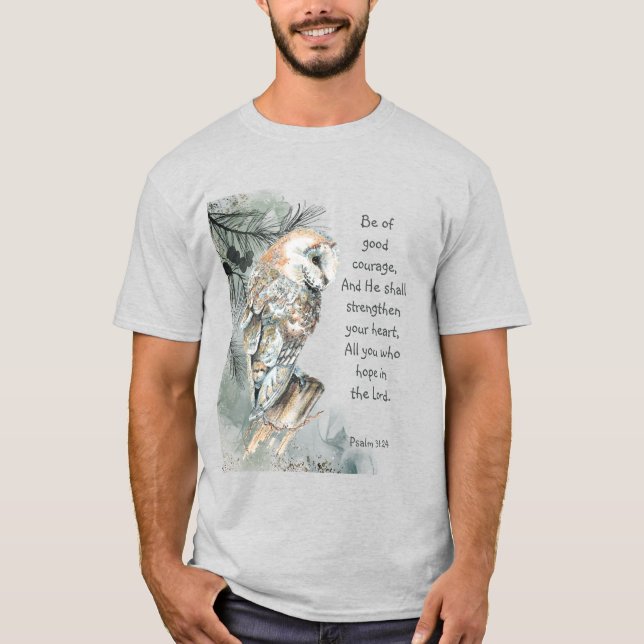 Uppmuntra inspirerande bibelskript Uggla T Shirt (Framsida)