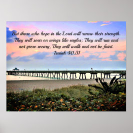 Uppmuntra Isaiah 40:31 Scripture Original Ocean Poster