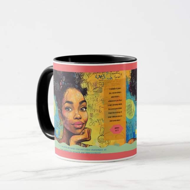 Uppmuntra James 1:2-3 Faith Mugg (Framsida vänster)