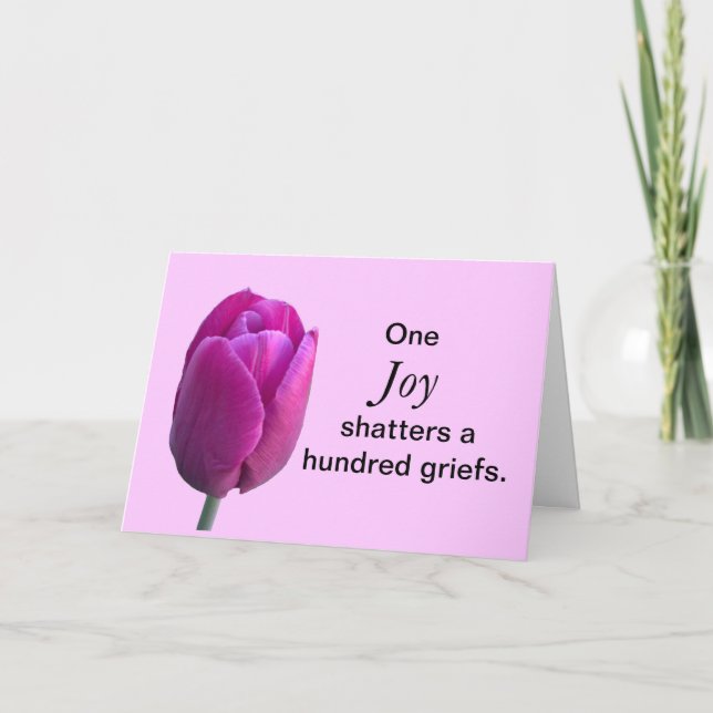 Uppmuntra Joy Tulip Flower w Chinese Proverb Kort (Framsida)