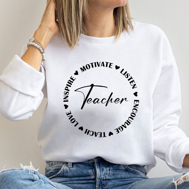 Uppmuntra lärarpresenten från Teach Kärlek Inspire T Shirt (Teach love inspire motivate listen encourage teacher sweatshirt,teach sweatshirt, teacher crewneck)