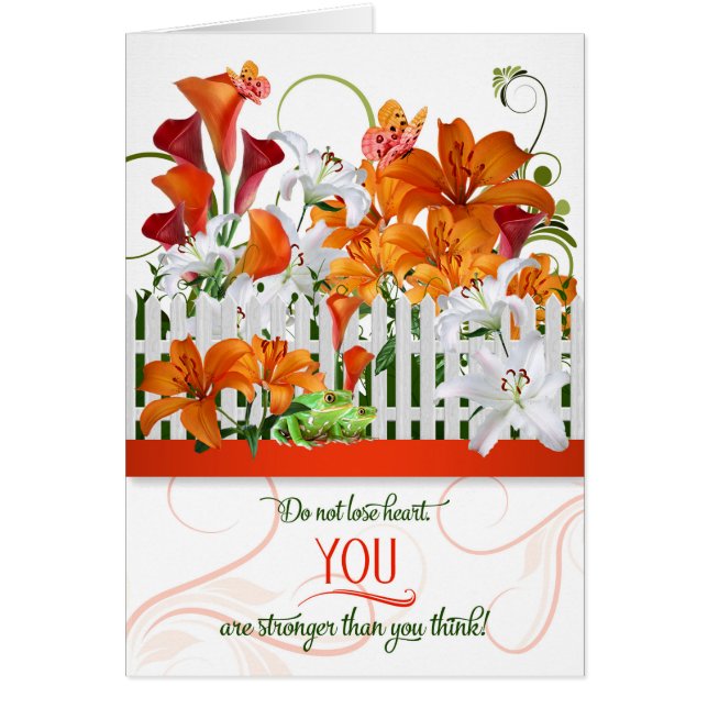 Uppmuntra Lilies Garden med Butterflies Hälsningskort (Framsidan)