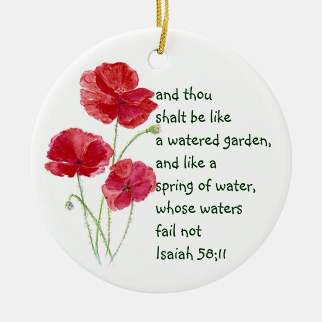 Uppmuntra Lomise Scripture Isaiah Poppy Garden Julgransprydnad Keramik (Framsidan)