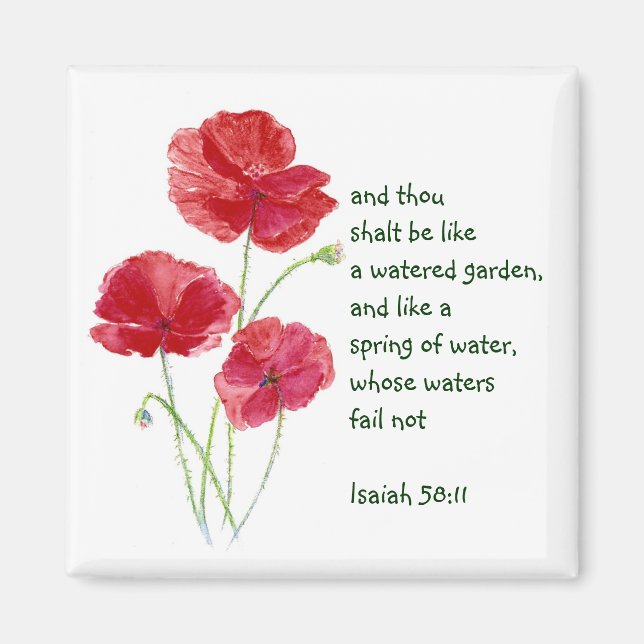 Uppmuntra Lomise Scripture Isaiah Poppy Garden Magnet (Framsidan)