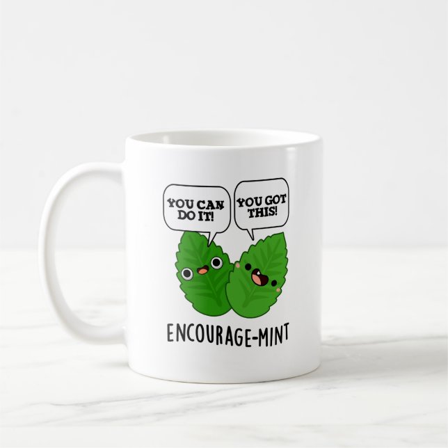 Uppmuntra mint Positive Mint Pun Kaffemugg (Vänster)