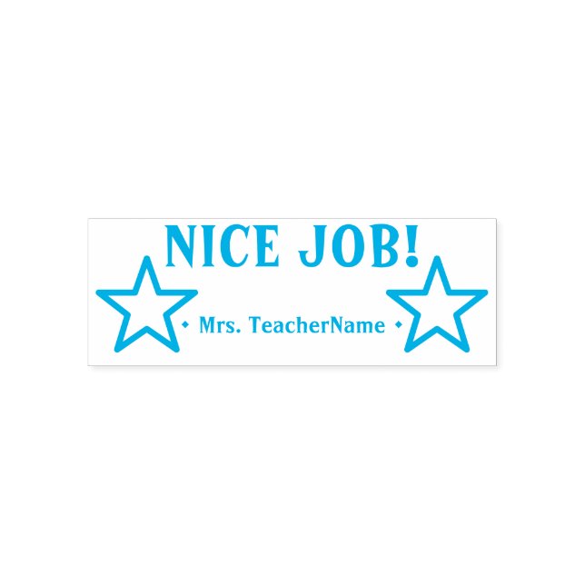Uppmuntra "NICE JOB!" + Anpassningsbar Tutor Namn Självfärgande Stämpel (Design)
