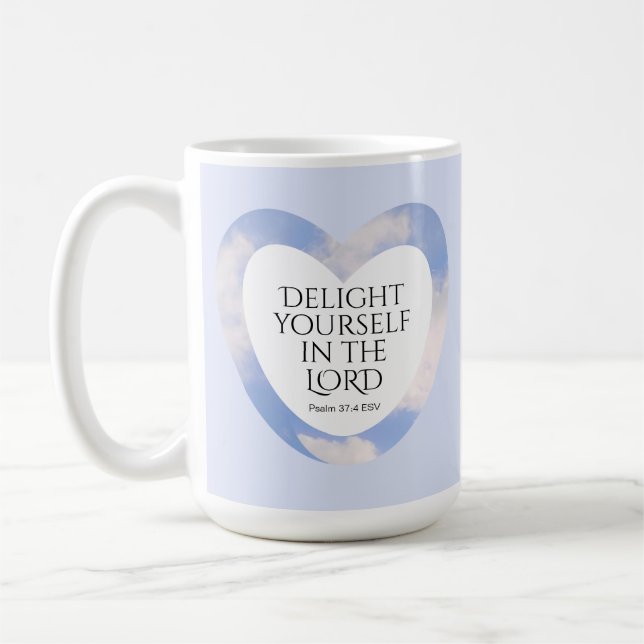 Uppmuntra och tänja ljusblå bibelverse kaffemugg (Vänster)