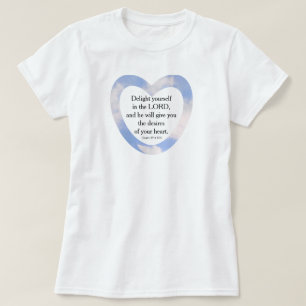Uppmuntra och tänja ljusblå bibelverse t shirt