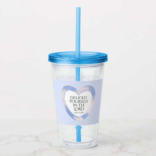 Uppmuntra och tänja ljusblå bibelverse take away mugg (Framsida)