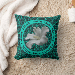 Uppmuntra Ord Hibiscus inspiration Kudde