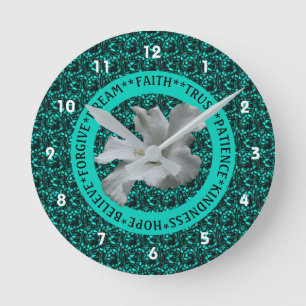 Uppmuntra Ord Hibiscus inspiration Rund Klocka