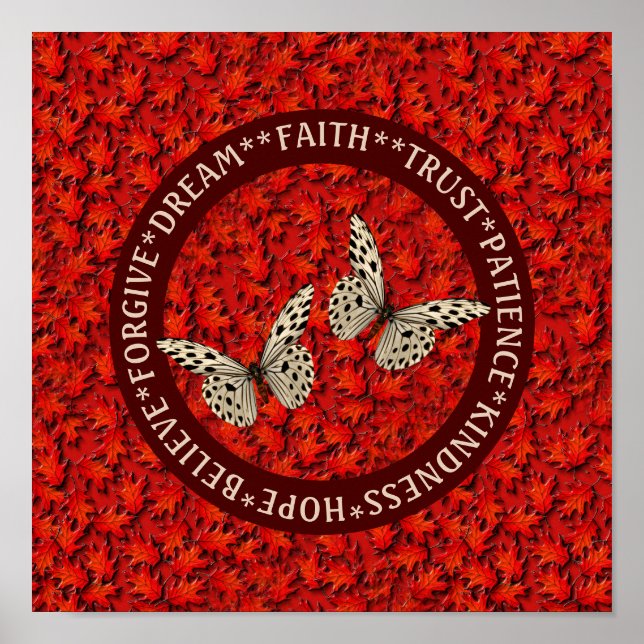 Uppmuntra Ord Höst löv inspiration Poster (Framsidan)