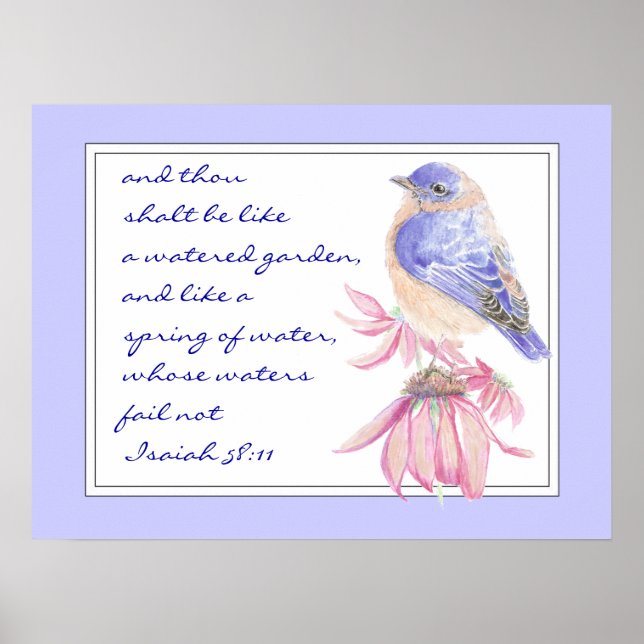 Uppmuntra promise Scripture Isaiah Bluebird Garden Poster (Framsidan)