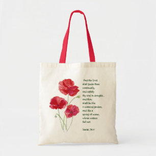 Uppmuntra Scripture Isaiah Poppy Garden Flower Tygkasse