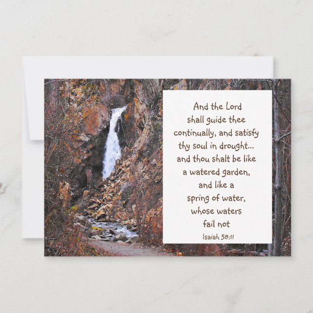 Uppmuntra Scripture Isaiah Waterfall Nature Kort (Framsida)