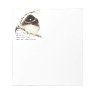 Uppmuntra, Scripture Matthew 11:28 Cute Birds Anteckningsblock