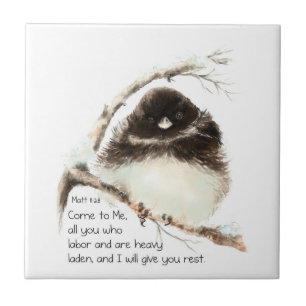Uppmuntra, skript Matthew 8:28 Cute Birds Kakelplatta