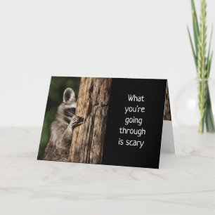 Uppmuntra skript med Cute Raccoon Kort