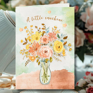 Uppmuntra solskensblommor med mjuk akvarell kort