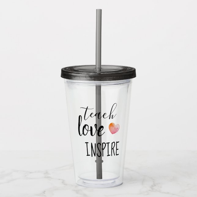 Uppmuntra Teach Kärlek Inspire Heart Lärare Take Away Mugg (Framsida)