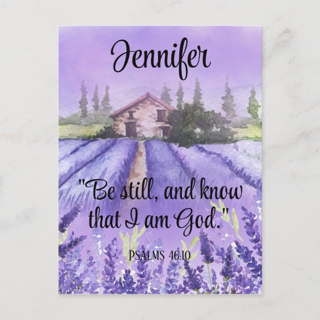 Uppmuntra vattenfärgsprovence Lavender Scripture Vykort (Framsida)