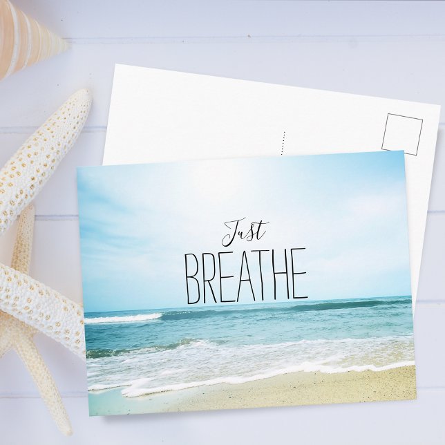 Uppmuntran Andas vid stranden Vykort (Encouragement Just Breathe at the Beach Postcard)