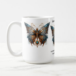 Uppmuntran av fjäril kaffemugg