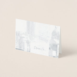 Uppmuntran av inspirerande "följ dina drömmar" folierat kort