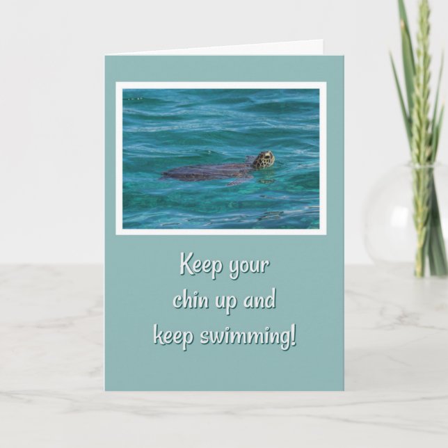 Uppmuntran till Swimming Behålla Sea Turtle Kort (Framsida)
