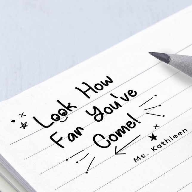 Uppmuntran Titta Hur Långt Du Har Kommit Lärare Stämpel (Encouragement Look How Far You've Come Teacher Rubber Stamp)