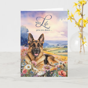 Uppmuntran Tysk Shepherd Vildblomsäng Kort
