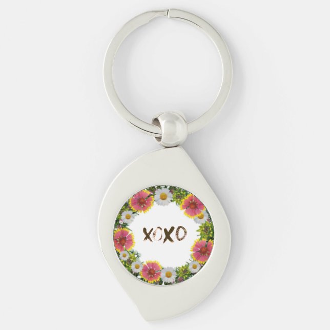 Uppmuntran Upplysningskampanj hopp Swirl Silverfärgad Nyckelring (Framsidan)