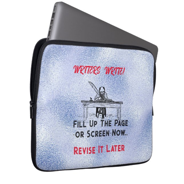Uppmuntran "Writers Skriva". Granska senare. Laptop Fodral (Framsidan Höger)
