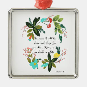 Uppmuntranbibeln Verses konst - Psalm4:8 Julgransprydnad Metall