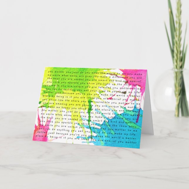 Uppmuntrande "Du är viktig" Version 2 Kort (Framsida)