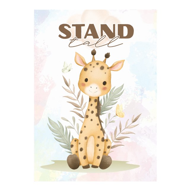 Uppmuntrande Giraff barnkammare väggposter Stå rak Poster (Uplifting Giraffe nursery wall poster Stand tall)