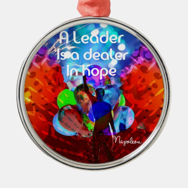 Uppmuntranmeddelande för leadership. julgransprydnad metall (Framsidan)