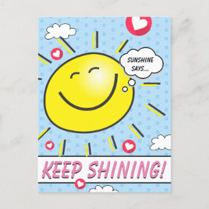 Uppmuntring av smink-Behålla i Cute Smiling Sunshi Vykort