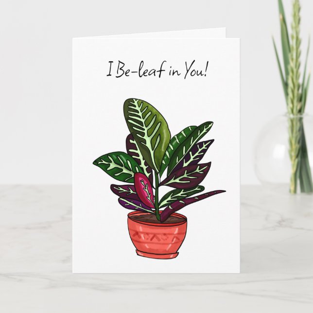 Uppmuntring av Vänskapen Cute Plant Pun Kort (Framsida)